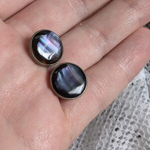 Vintage 12mm Abalone Shell Stud Earrings